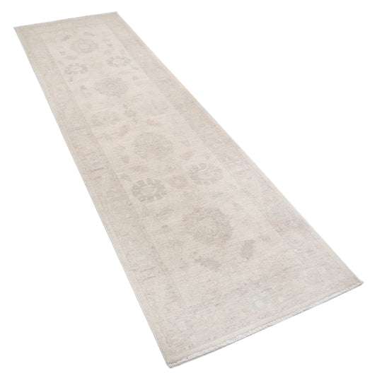 Traditional Hand Knotted Serenity Farhan Wool Rug of Size 2'6'' X 8'6'' in Ivory and Brown Colors - Made in Afghanistan