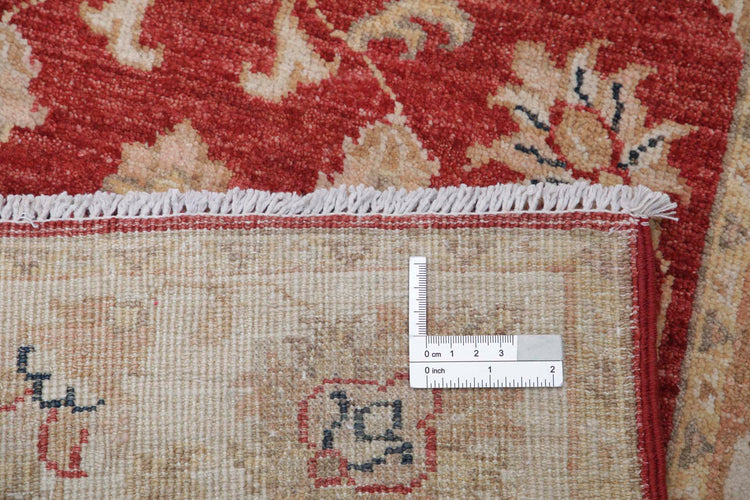 Traditional Hand Knotted Ziegler Farhan Wool Rug of Size 2'7'' X 9'6'' in Red and Ivory Colors - Made in Afghanistan