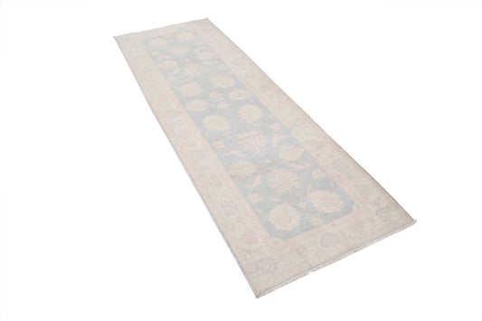 Traditional Hand Knotted Serenity Farhan Wool Rug of Size 2'7'' X 7'9'' in Grey and Ivory Colors - Made in Afghanistan