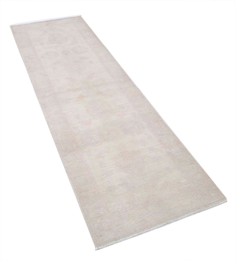 Traditional Hand Knotted Serenity Farhan Wool Rug of Size 2'4'' X 7'8'' in Ivory and Ivory Colors - Made in Afghanistan