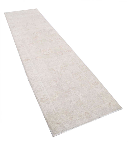 Traditional Hand Knotted Serenity Farhan Wool Rug of Size 2'8'' X 9'5'' in Grey and Ivory Colors - Made in Afghanistan