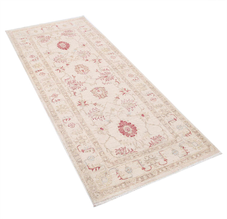 Traditional Hand Knotted Serenity Farhan Wool Rug of Size 2'8'' X 6'4'' in Ivory and Ivory Colors - Made in Afghanistan