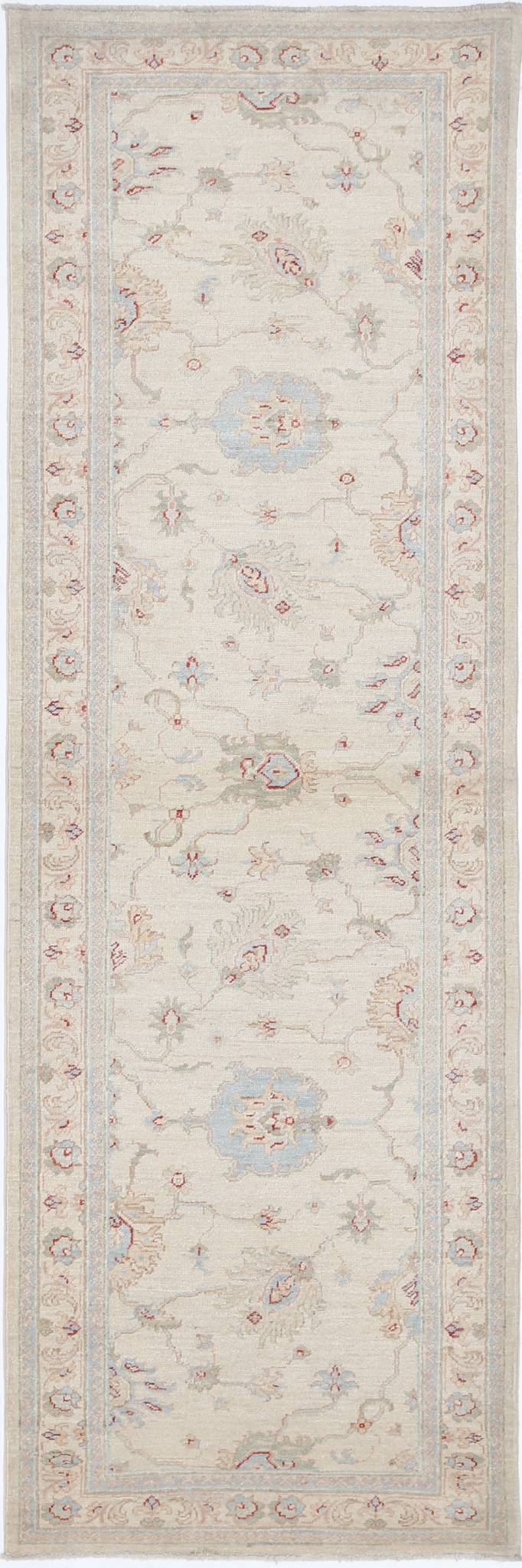 Traditional Hand Knotted Serenity Farhan Wool Rug of Size 2'8'' X 8'5'' in Ivory and Ivory Colors - Made in Afghanistan