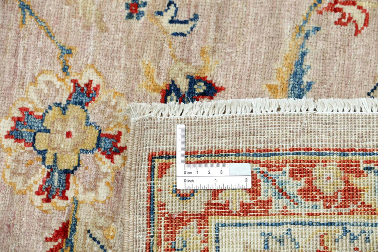 Traditional Hand Knotted Ziegler Farhan Wool Rug of Size 6'7'' X 9'6'' in Grey and Ivory Colors - Made in Afghanistan