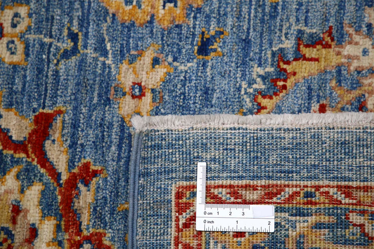 Traditional Hand Knotted Ziegler Farhan Wool Rug of Size 6'8'' X 9'8'' in Blue and Ivory Colors - Made in Afghanistan