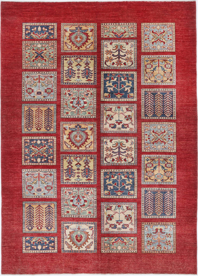 Traditional Hand Knotted Ziegler Farhan Wool Rug of Size 5'9'' X 8'0'' in Red and Red Colors - Made in Afghanistan