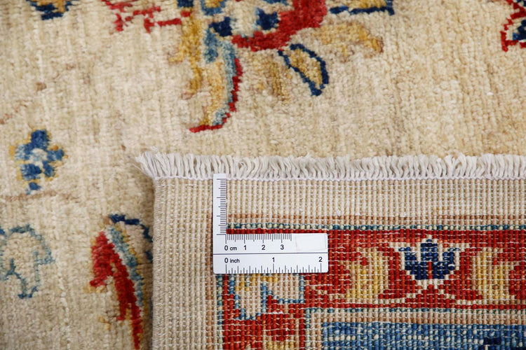 Traditional Hand Knotted Ziegler Farhan Wool Rug of Size 5'8'' X 7'9'' in Ivory and Blue Colors - Made in Afghanistan