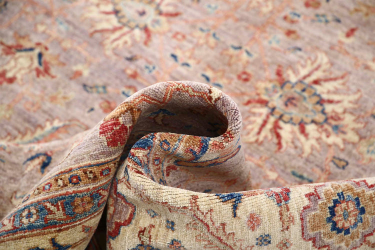 Traditional Hand Knotted Ziegler Farhan Wool Rug of Size 5'7'' X 7'10'' in Grey and Ivory Colors - Made in Afghanistan