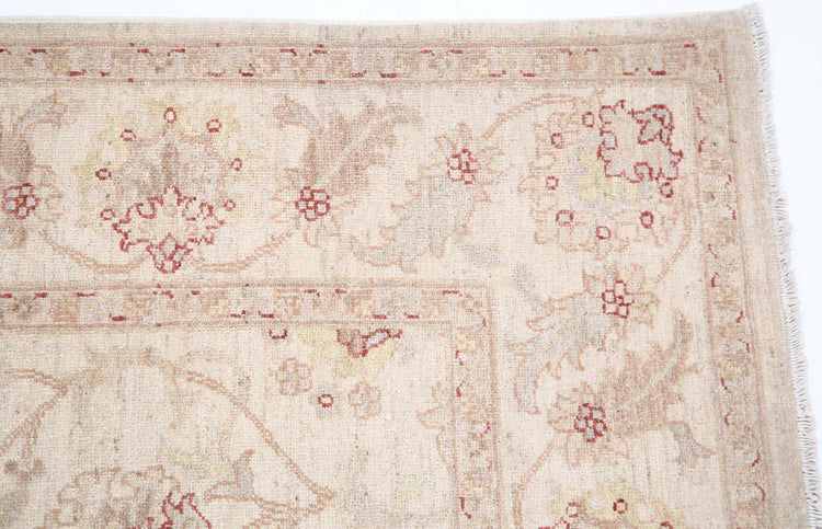 Traditional Hand Knotted Serenity Farhan Wool Rug of Size 5'6'' X 7'9'' in Ivory and Ivory Colors - Made in Afghanistan