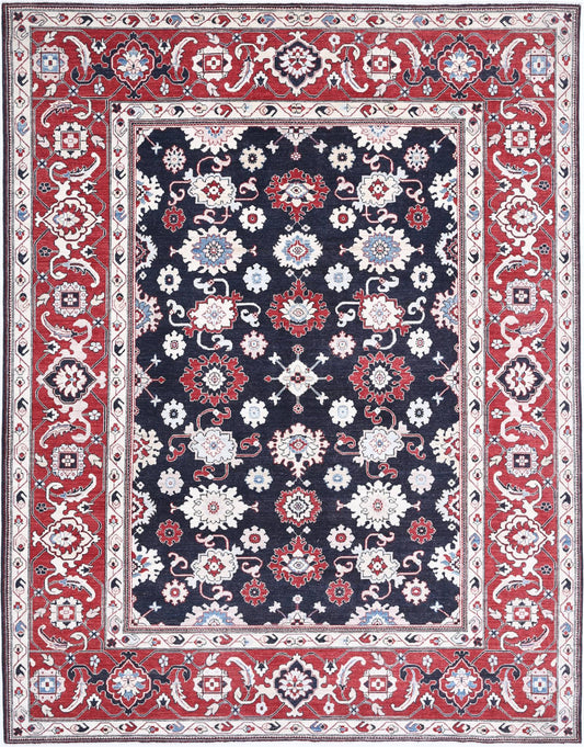 Traditional Hand Knotted Ziegler Farhan Wool Rug of Size 8'10'' X 11'4'' in Black and Red Colors - Made in Afghanistan