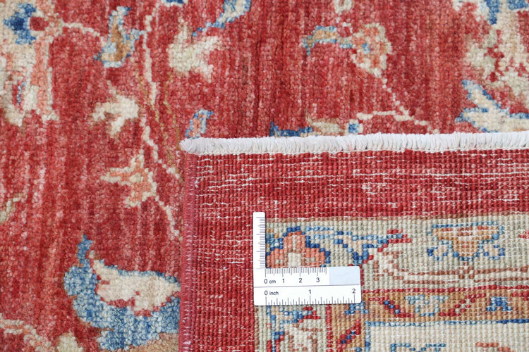 Traditional Hand Knotted Ziegler Farhan Wool Rug of Size 8'2'' X 10'0'' in Red and Ivory Colors - Made in Afghanistan