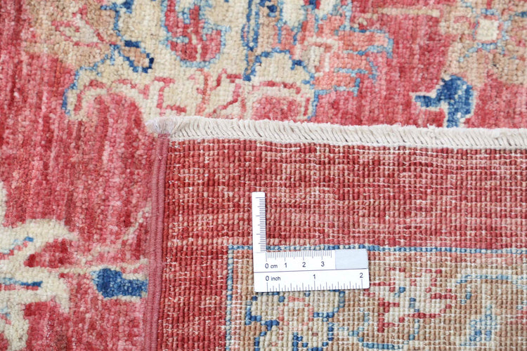 Traditional Hand Knotted Sultanabad Farhan Wool Rug of Size 8'1'' X 11'1'' in Pink and Ivory Colors - Made in Afghanistan
