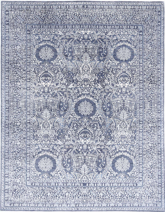 Traditional Hand Knotted Ziegler Farhan Wool Rug of Size 8'2'' X 10'8'' in Grey and Grey Colors - Made in Afghanistan