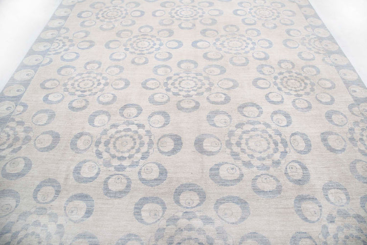 Traditional Hand Knotted Serenity Farhan Wool Rug of Size 8'9'' X 11'8'' in Brown and Grey Colors - Made in Afghanistan