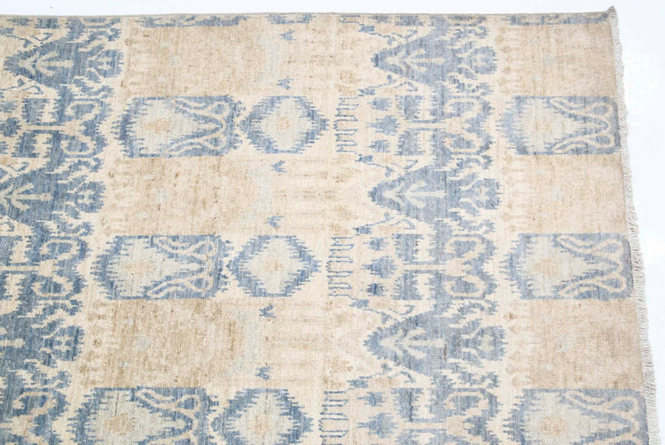 Transitional Hand Knotted Artemix Farhan Wool Rug of Size 8'0'' X 9'10'' in Grey and Taupe Colors - Made in Afghanistan