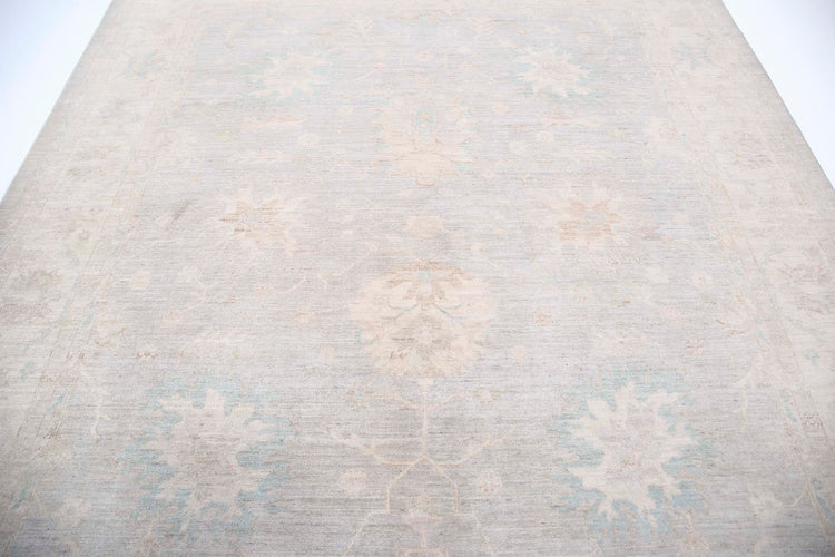 Traditional Hand Knotted Serenity Farhan Wool Rug of Size 8'3'' X 10'0'' in Blue and Ivory Colors - Made in Afghanistan