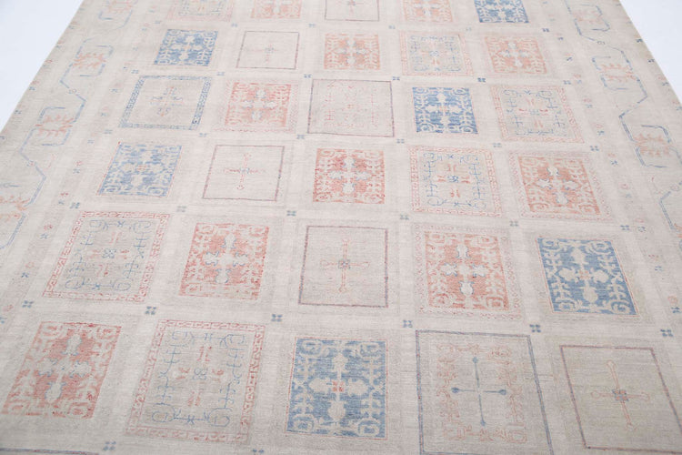 Traditional Hand Knotted Serenity Farhan Wool Rug of Size 7'10'' X 10'4'' in Ivory and Ivory Colors - Made in Afghanistan