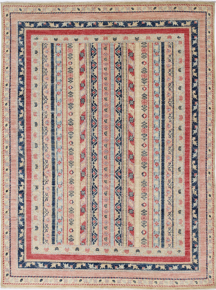 Traditional Hand Knotted Shaal Farhan Wool Rug of Size 4'10'' X 6'7'' in Multi and Multi Colors - Made in Afghanistan