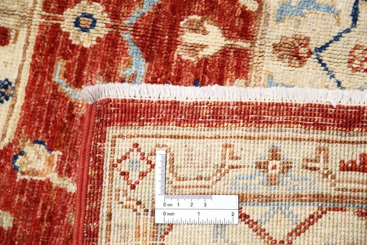 Traditional Hand Knotted Ziegler Farhan Wool Rug of Size 4'7'' X 7'0'' in Red and Ivory Colors - Made in Afghanistan
