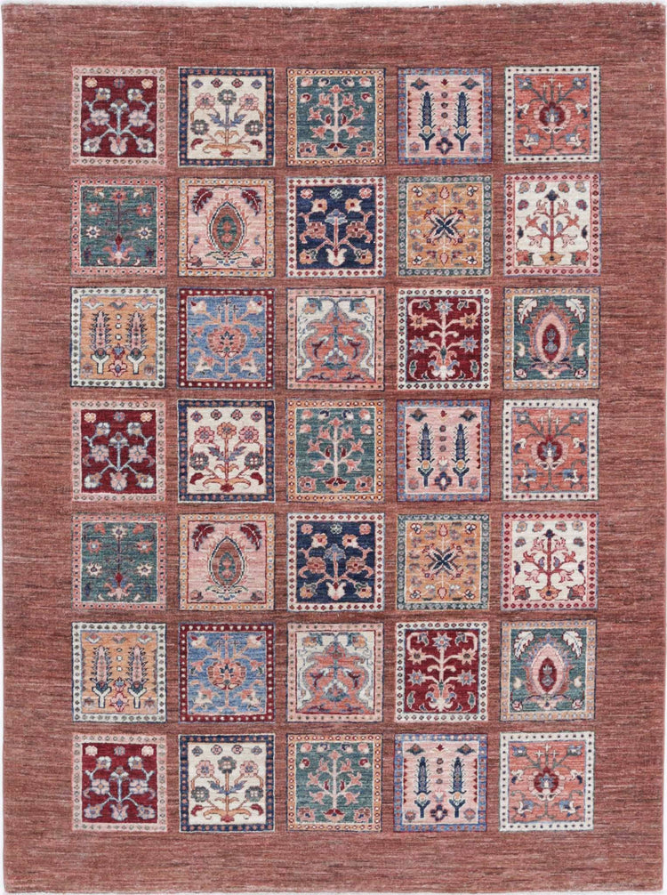 Traditional Hand Knotted Ziegler Farhan Wool Rug of Size 4'10'' X 6'6'' in Brown and Brown Colors - Made in Afghanistan