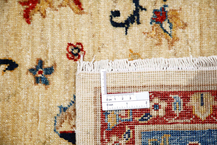 Traditional Hand Knotted Ziegler Farhan Wool Rug of Size 5'0'' X 6'7'' in Ivory and Blue Colors - Made in Afghanistan