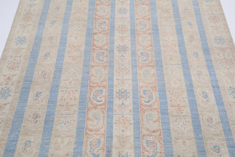 Traditional Hand Knotted Shaal Farhan Wool Rug of Size 4'9'' X 6'0'' in Multi and Multi Colors - Made in Afghanistan