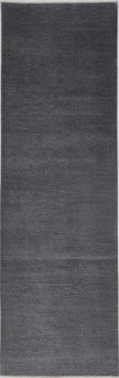 Transitional Hand Knotted Overdyed Farhan Wool Rug of Size 3'1'' X 10'6'' in Grey and Grey Colors - Made in Afghanistan