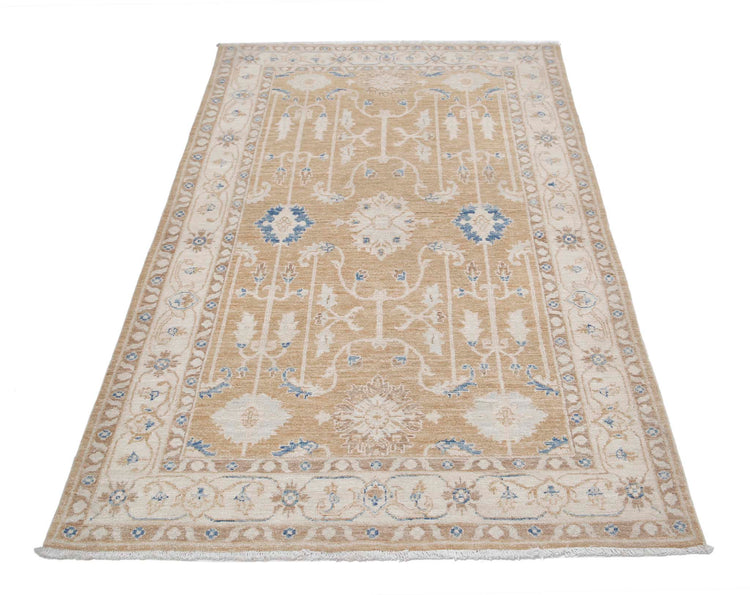 Traditional Hand Knotted Serenity Farhan Wool Rug of Size 3'10'' X 6'0'' in Red and Ivory Colors - Made in Afghanistan