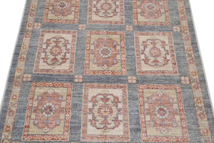 Traditional Hand Knotted Ziegler Farhan Wool Rug of Size 3'0'' X 4'9'' in Grey and Grey Colors - Made in Afghanistan