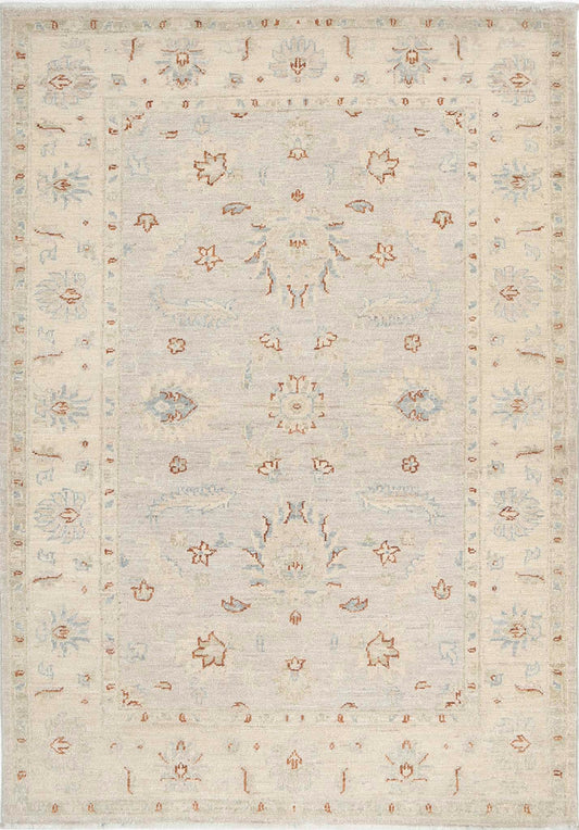 Traditional Hand Knotted Serenity Farhan Wool Rug of Size 3'3'' X 4'9'' in Grey and Ivory Colors - Made in Afghanistan