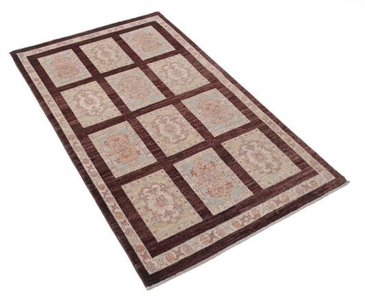 Traditional Hand Knotted Ziegler Farhan Wool Rug of Size 3'0'' X 5'0'' in Brown and Brown Colors - Made in Afghanistan