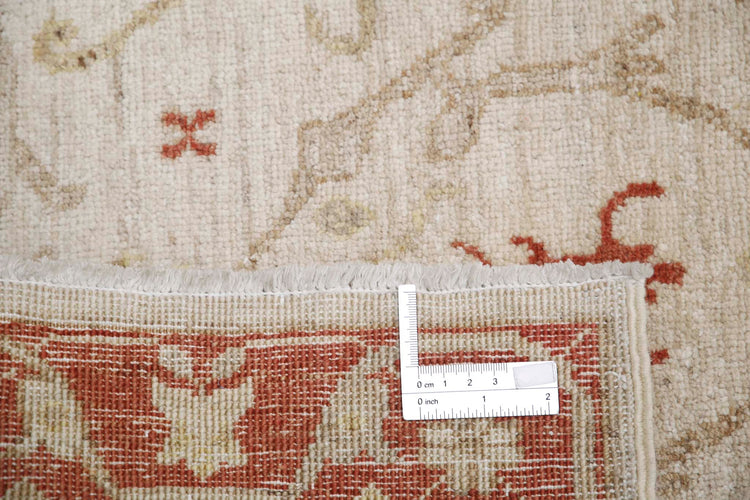 Traditional Hand Knotted Ziegler Farhan Wool Rug of Size 2'7'' X 3'10'' in Ivory and Red Colors - Made in Afghanistan