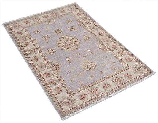 Traditional Hand Knotted Ziegler Farhan Wool Rug of Size 2'8'' X 3'9'' in Grey and Ivory Colors - Made in Afghanistan