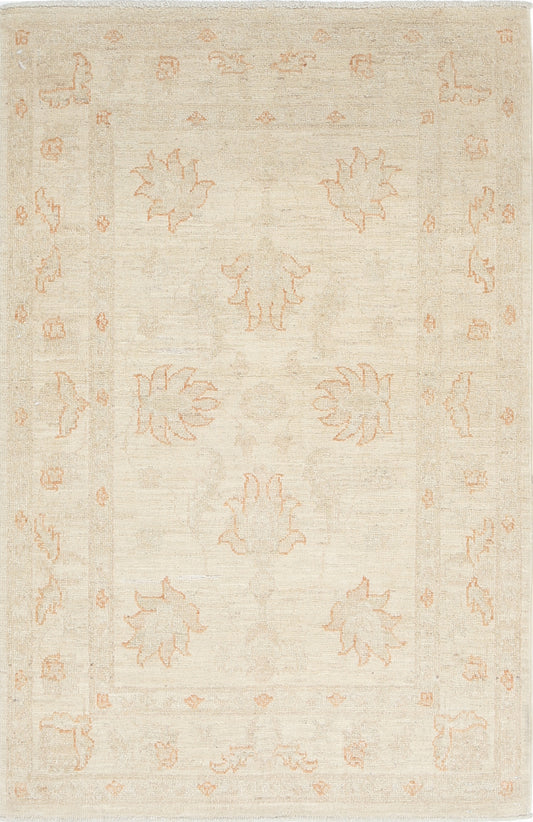 Traditional Hand Knotted Serenity Farhan Wool Rug of Size 2'7'' X 3'10'' in Ivory and Ivory Colors - Made in Afghanistan