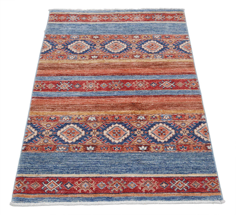 Traditional Hand Knotted Khurjeen Farhan Wool Rug of Size 2'7'' X 3'11'' in Multi and Multi Colors - Made in Afghanistan