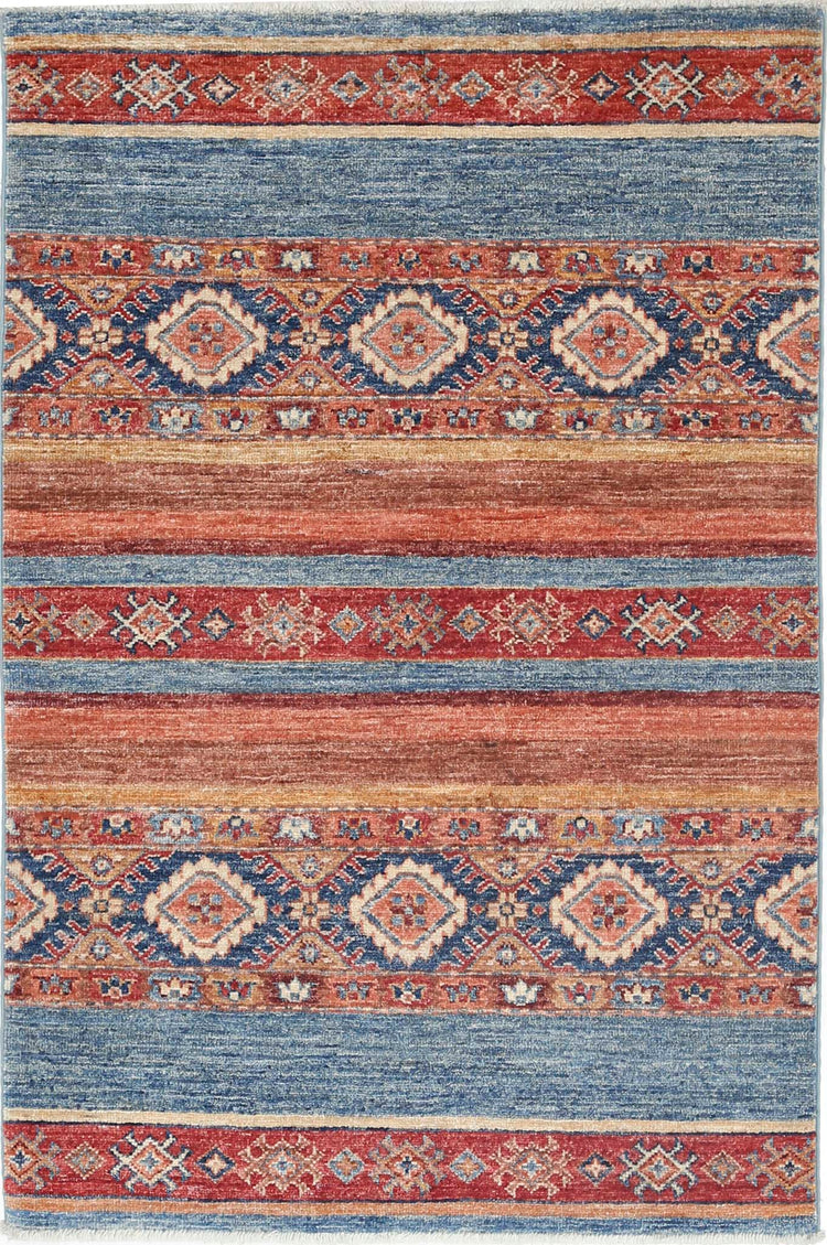 Traditional Hand Knotted Khurjeen Farhan Wool Rug of Size 2'7'' X 3'11'' in Multi and Multi Colors - Made in Afghanistan