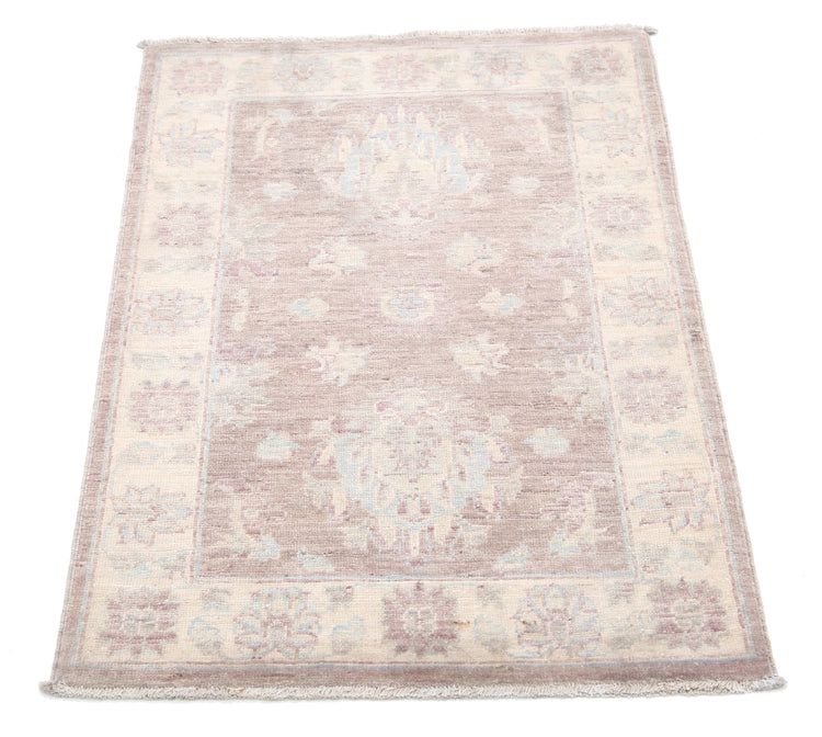 Traditional Hand Knotted Serenity Farhan Wool Rug of Size 2'2'' X 3'1'' in Brown and Ivory Colors - Made in Afghanistan