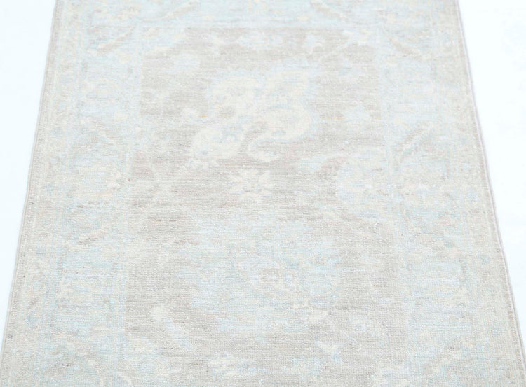 Traditional Hand Knotted Serenity Farhan Wool Rug of Size 2'2'' X 3'1'' in Brown and Ivory Colors - Made in Afghanistan