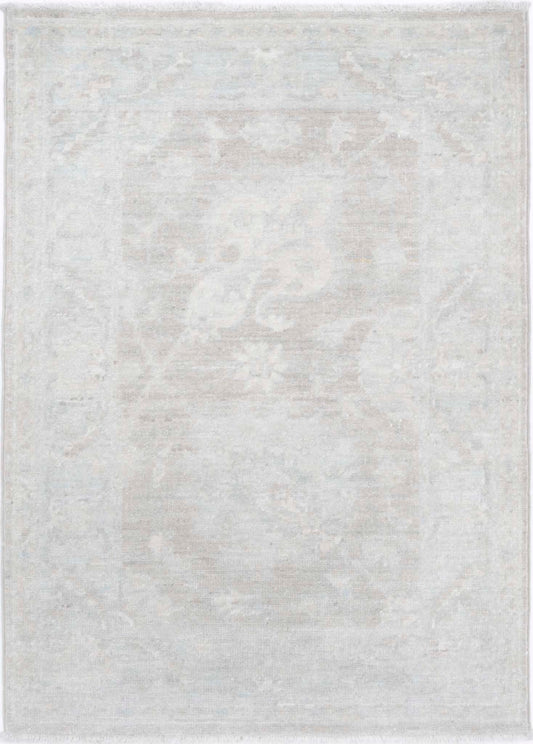 Traditional Hand Knotted Serenity Farhan Wool Rug of Size 2'2'' X 3'1'' in Brown and Ivory Colors - Made in Afghanistan