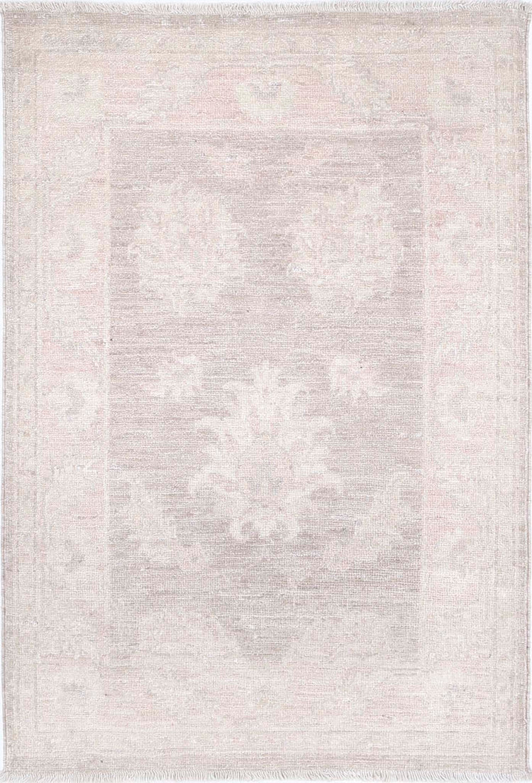Traditional Hand Knotted Serenity Farhan Wool Rug of Size 2'1'' X 3'1'' in Brown and Ivory Colors - Made in Afghanistan