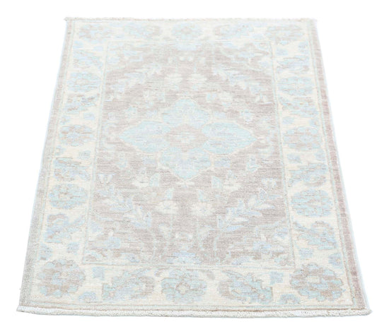 Traditional Hand Knotted Serenity Farhan Wool Rug of Size 2'0'' X 2'11'' in Brown and Ivory Colors - Made in Afghanistan