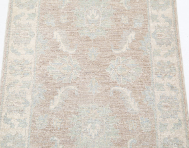 Traditional Hand Knotted Serenity Farhan Wool Rug of Size 2'3'' X 3'3'' in Brown and Ivory Colors - Made in Afghanistan