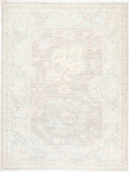 Traditional Hand Knotted Serenity Farhan Wool Rug of Size 2'3'' X 2'11'' in Brown and Ivory Colors - Made in Afghanistan