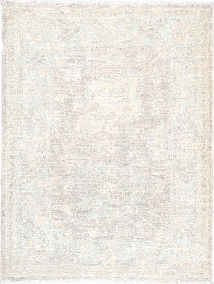 Traditional Hand Knotted Serenity Farhan Wool Rug of Size 2'3'' X 2'11'' in Brown and Ivory Colors - Made in Afghanistan