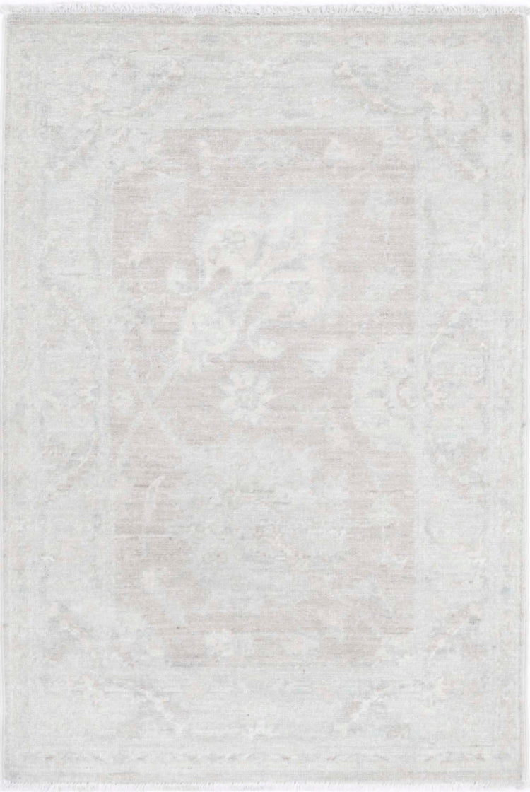 Traditional Hand Knotted Serenity Farhan Wool Rug of Size 2'0'' X 3'1'' in Brown and Ivory Colors - Made in Afghanistan