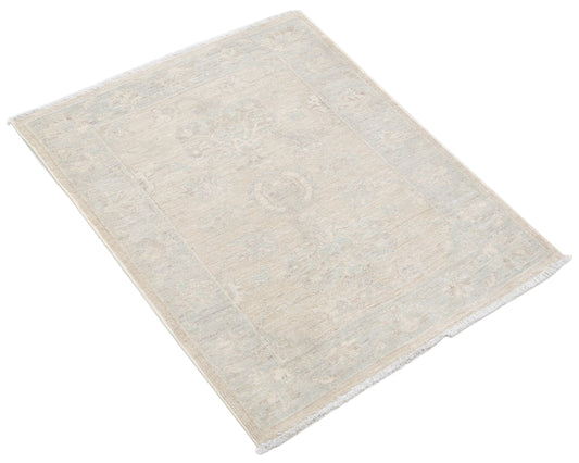 Traditional Hand Knotted Serenity Farhan Wool Rug of Size 2'3'' X 2'9'' in Brown and Grey Colors - Made in Afghanistan