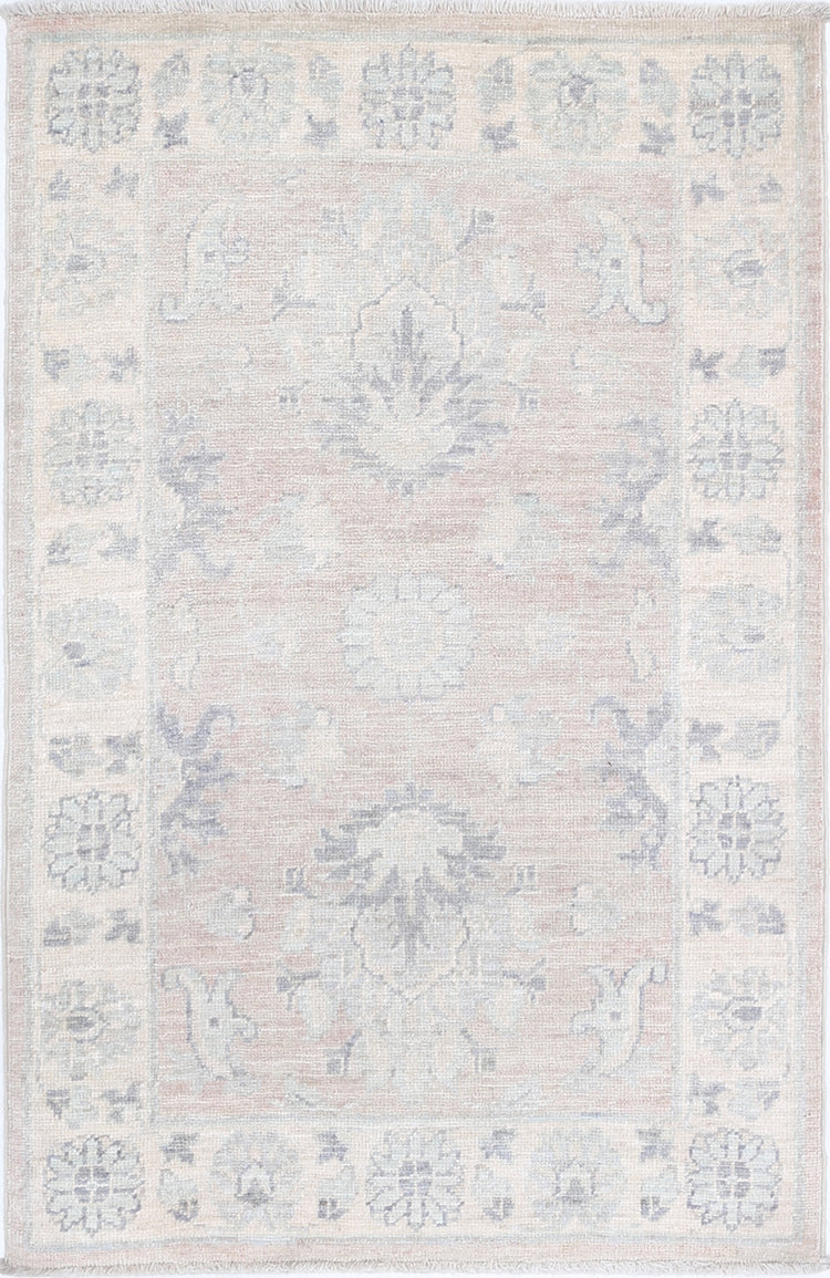 Traditional Hand Knotted Serenity Farhan Wool Rug of Size 2'2'' X 3'1'' in Brown and Ivory Colors - Made in Afghanistan