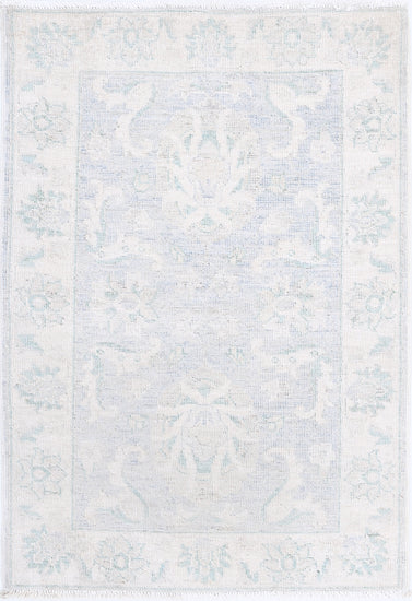 Traditional Hand Knotted Serenity Farhan Wool Rug of Size 2'1'' X 3'1'' in Grey and Ivory Colors - Made in Afghanistan