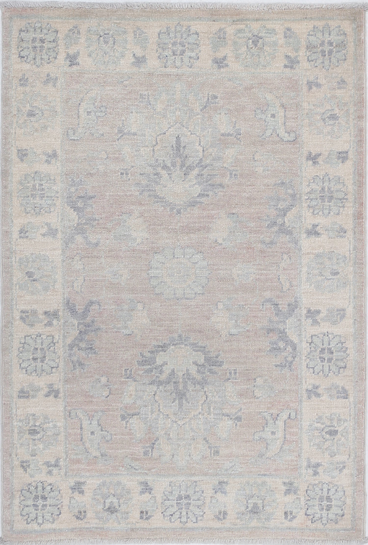 Traditional Hand Knotted Serenity Farhan Wool Rug of Size 2'2'' X 3'2'' in Brown and Ivory Colors - Made in Afghanistan