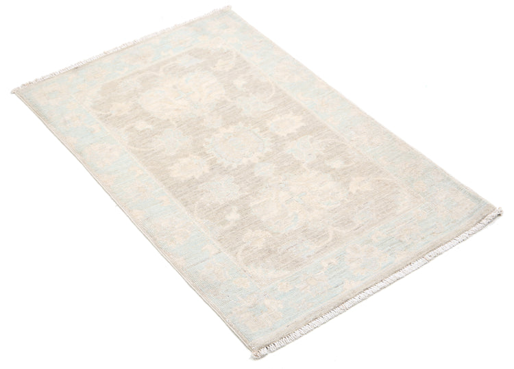 Traditional Hand Knotted Serenity Farhan Wool Rug of Size 2'0'' X 3'1'' in Brown and Blue Colors - Made in Afghanistan